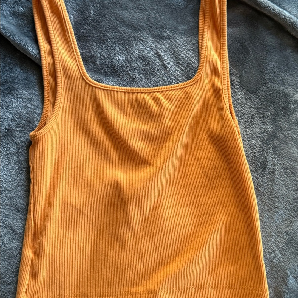 Orange Ribbed Tank Top - Picture 2 of 3